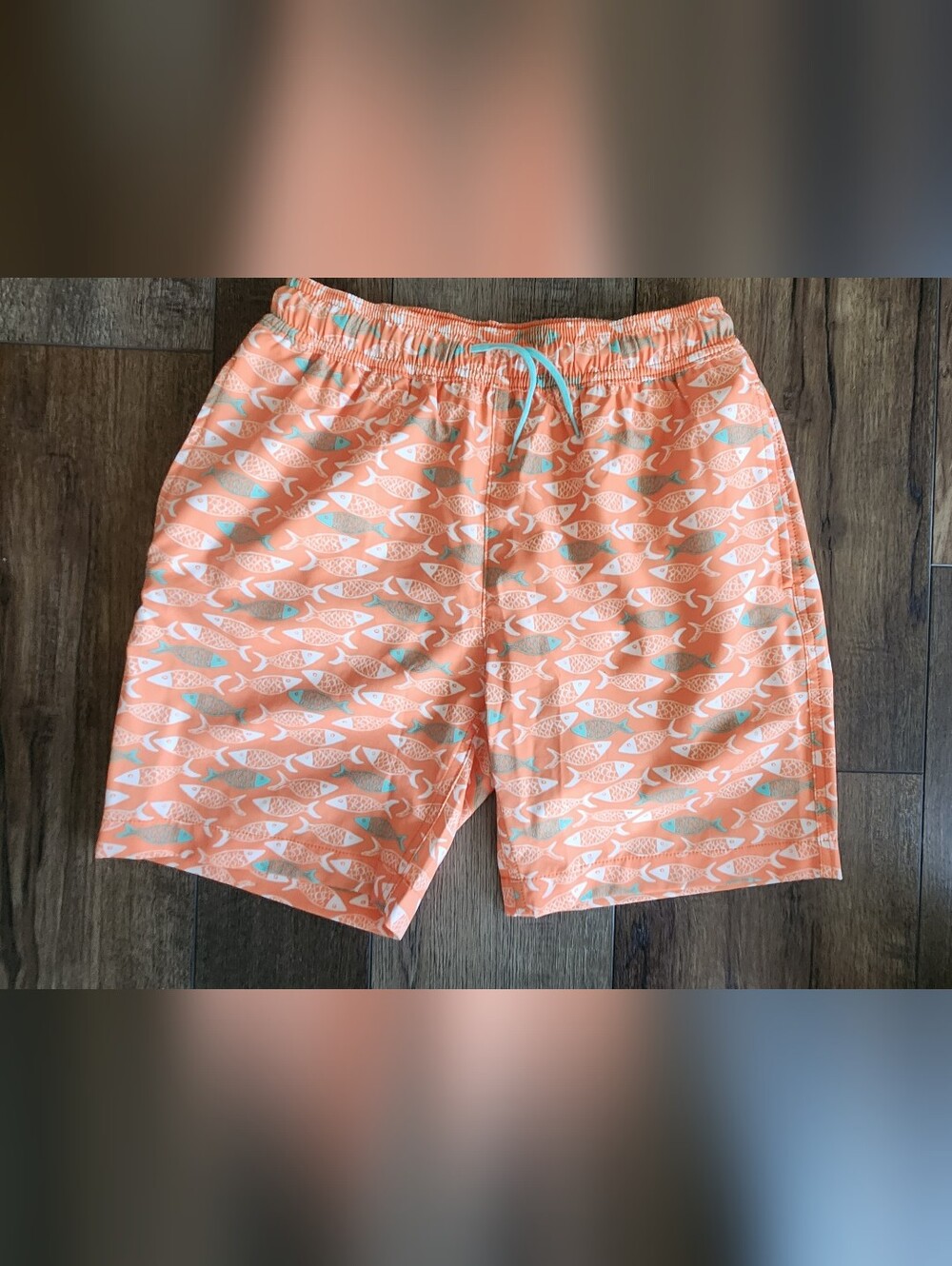 Boys Fish-Print Swim Trunks